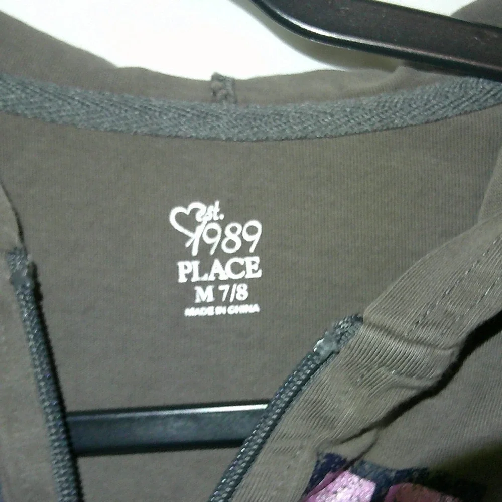 The‎ Children's Place Girls Gray Full Zip Hoodie LOVE Crown M 7/8 Casual